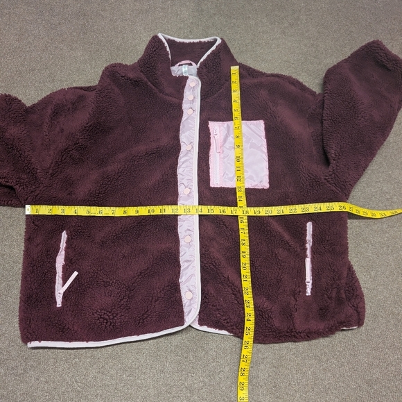 Fabletics Tahoe Teddy Jacket Women's Merlot/Soft Pink Snap Button Fleece 2X - Picture 8 of 8